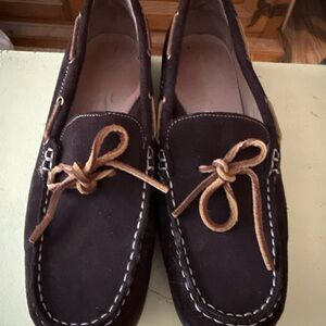 Lands End Women's Brown Leather Loafer Moccasins